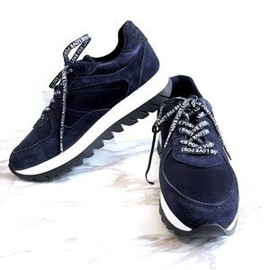 Zara Platform Suede Satin Sneakers  7.5